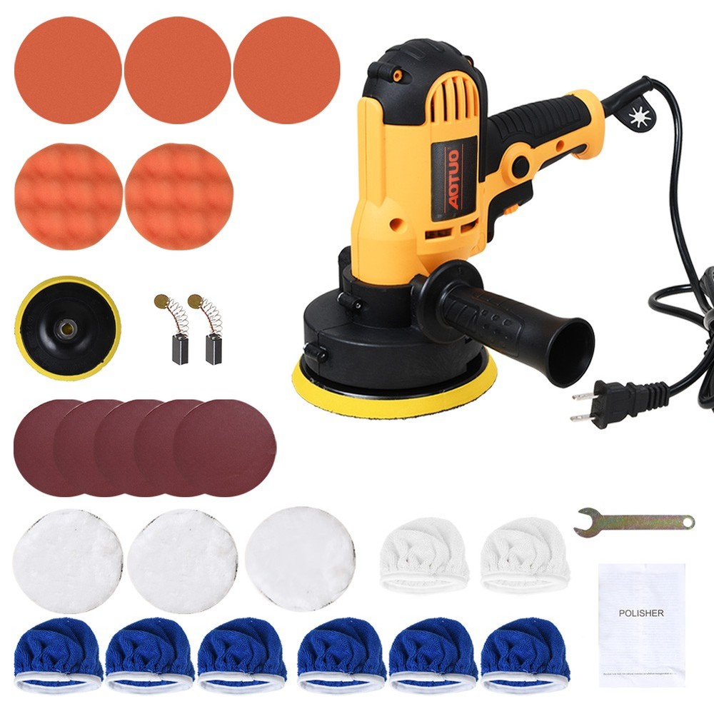 700W Car Polisher Buffer Sander 27 Pcs Kit Variable Speed with 5" Pad Bonnet