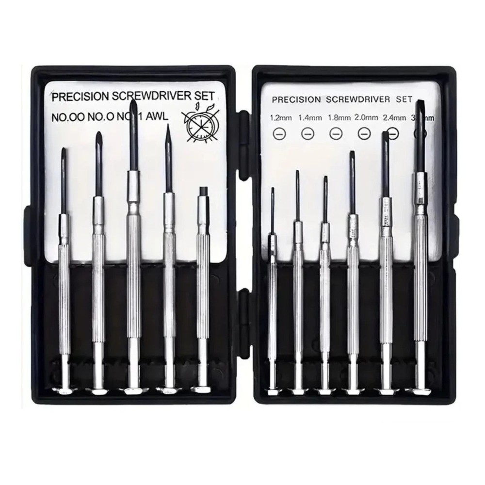 11pc Small Precision Screwdriver Set Mini 6 Sizes Flat Philips for Watch Glasses