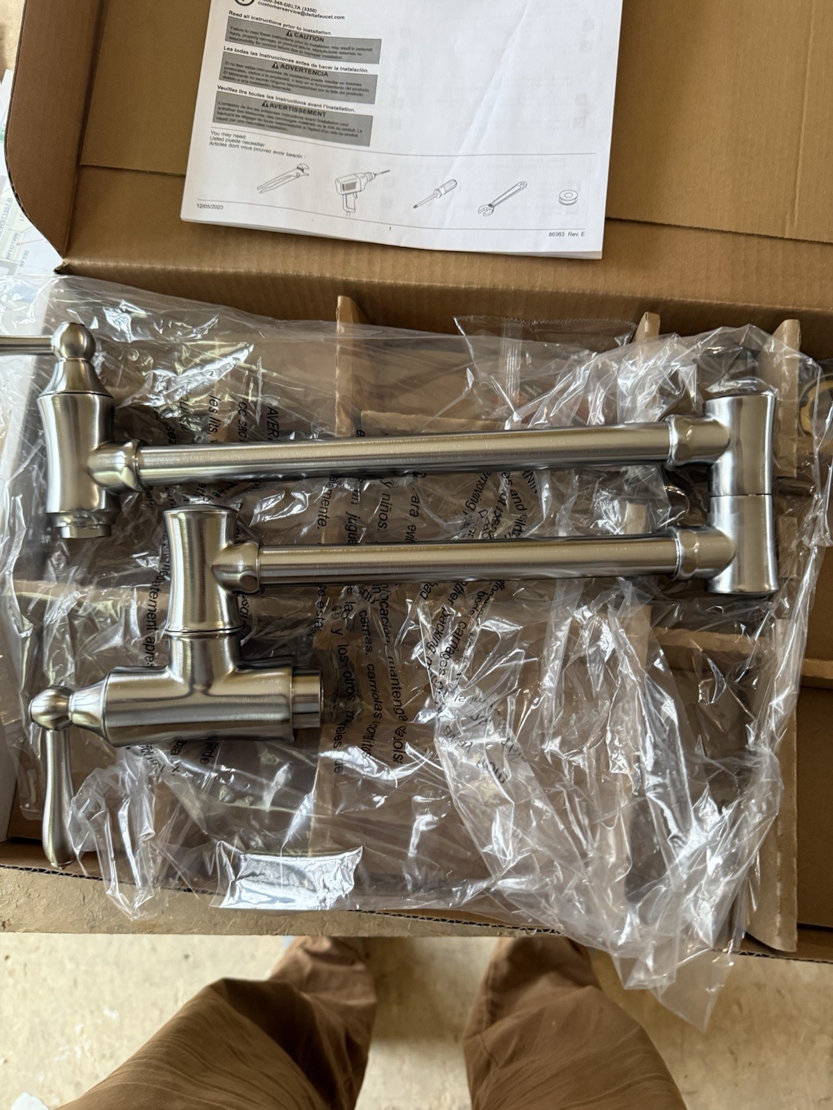 Delta 1177LF-AR Wall Mount Pot Filler Faucet Swing Arm Arctic Stainless