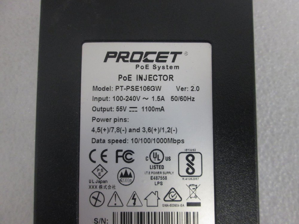 PROCET PT-PSE106GW POE INJECTOR