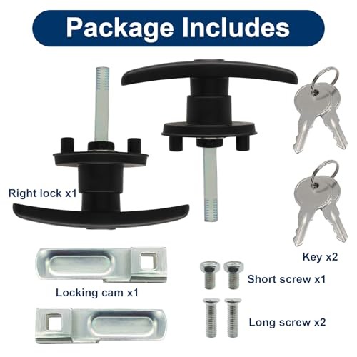 2 Pack Truck Cap Locking T-Handle, Replacement Parts Left & Right Side Black
