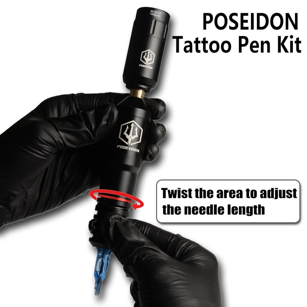 Tattoo Pen Kit - POSEIDON Wireless Machine Kit, TK018, black