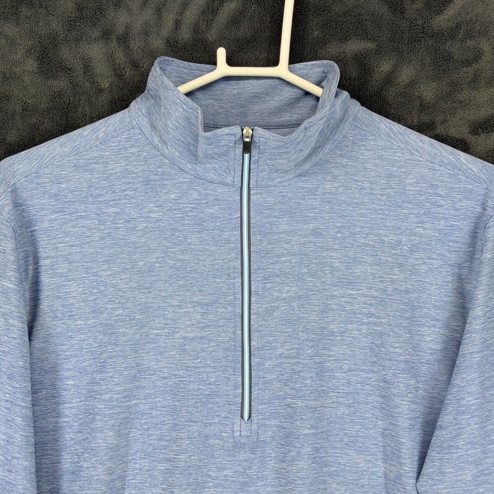 Straight Down Mens Small Blue Heathered Quarter Zip Golf Pullover A04412