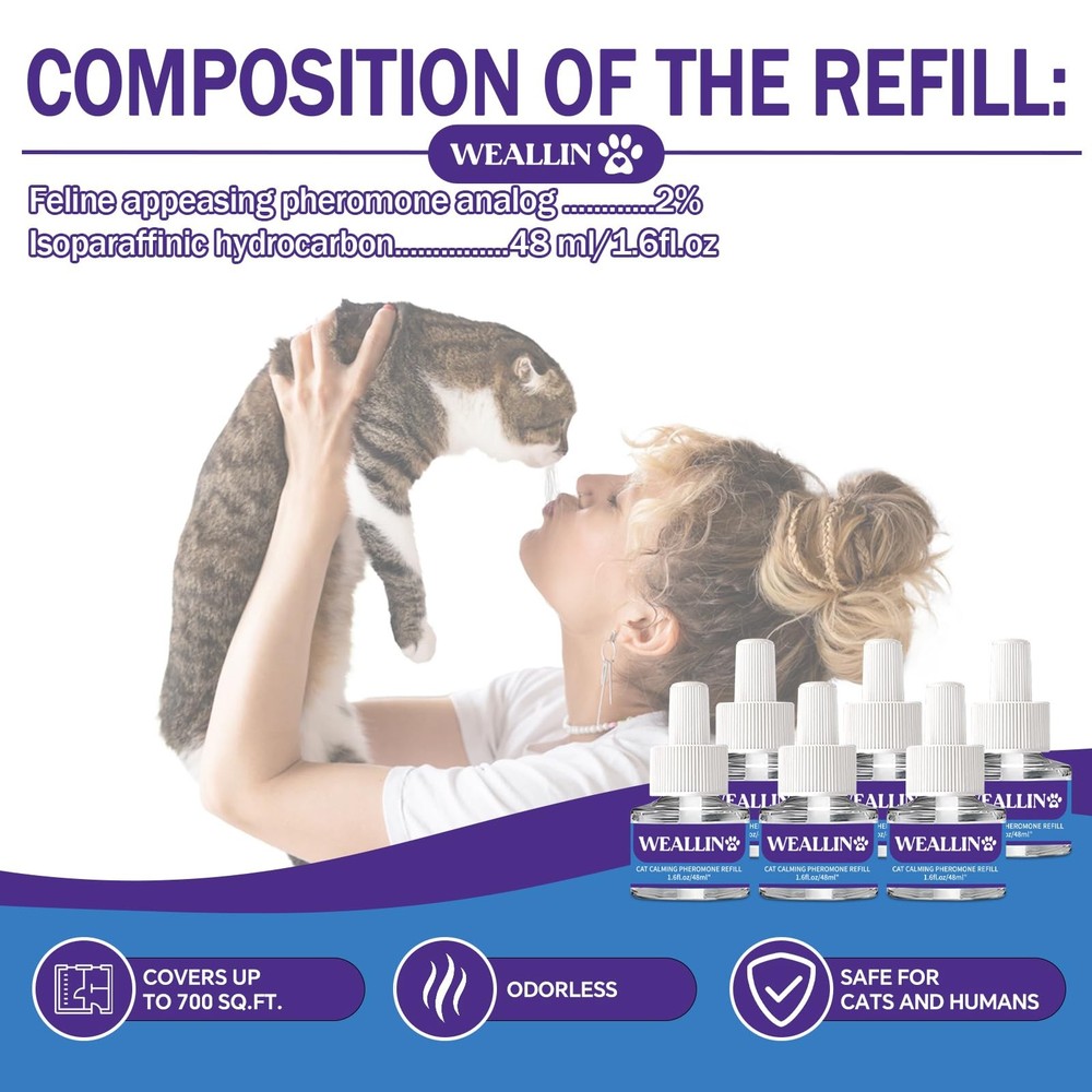 6 Pack Cat Calming Diffuser Refills - Cat Pheromones Calming Diffuser Refill ...