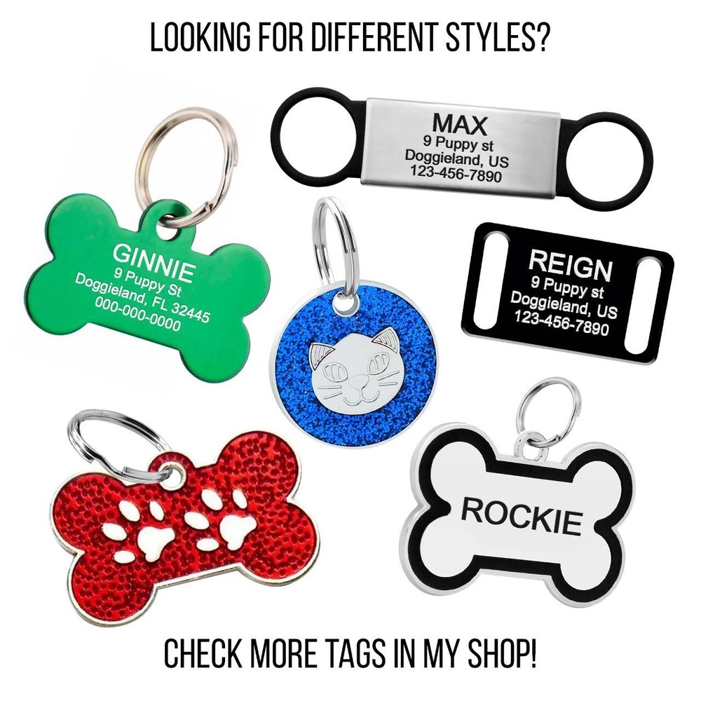 Dog Pet ID Tags Personalized Name Bone Shape Tag Custom Engraved