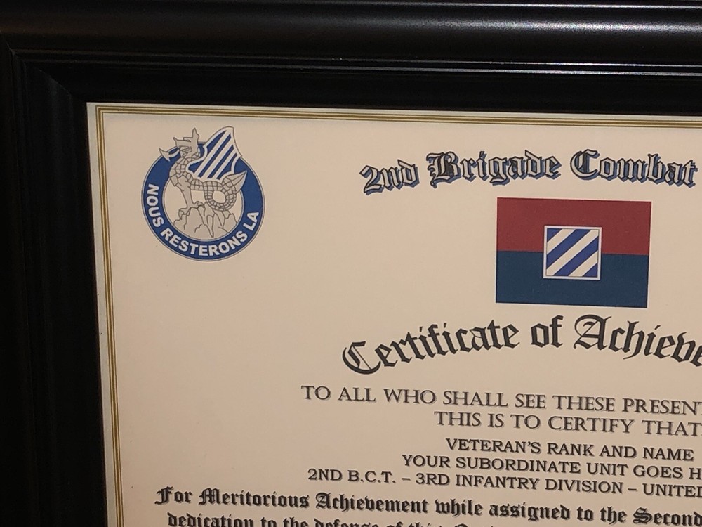 2ND B.C.T. / 3RD INFANTRY DIVISION (COMMEMORATIVE CERTIFICATE)