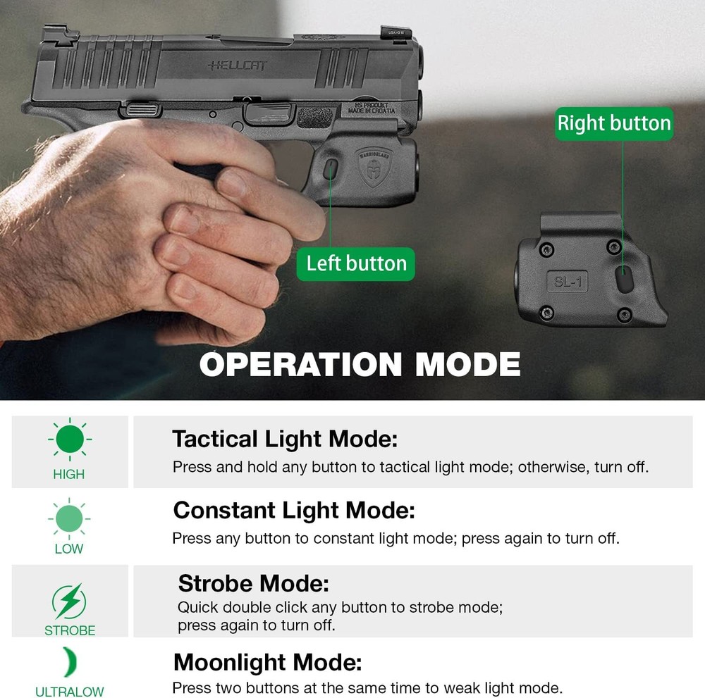 Gun Light with Holster For Springfield Micro Compact Hellcat/Hellcat RDP Pistol