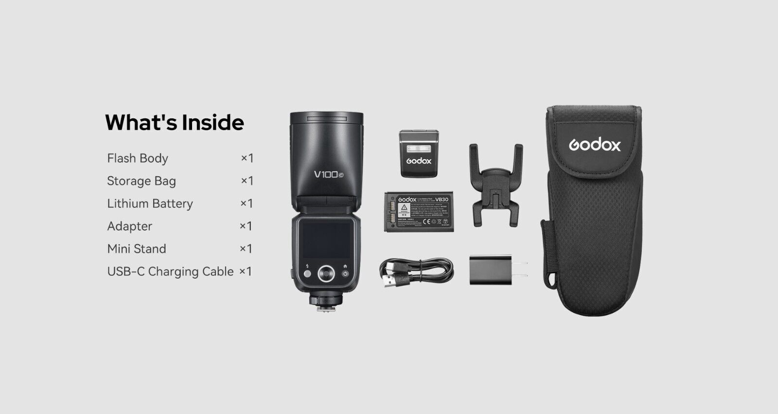 Godox V100 V100S 100W Flash TTL Speedlight 2.4G Wireless for Sony (US Version）