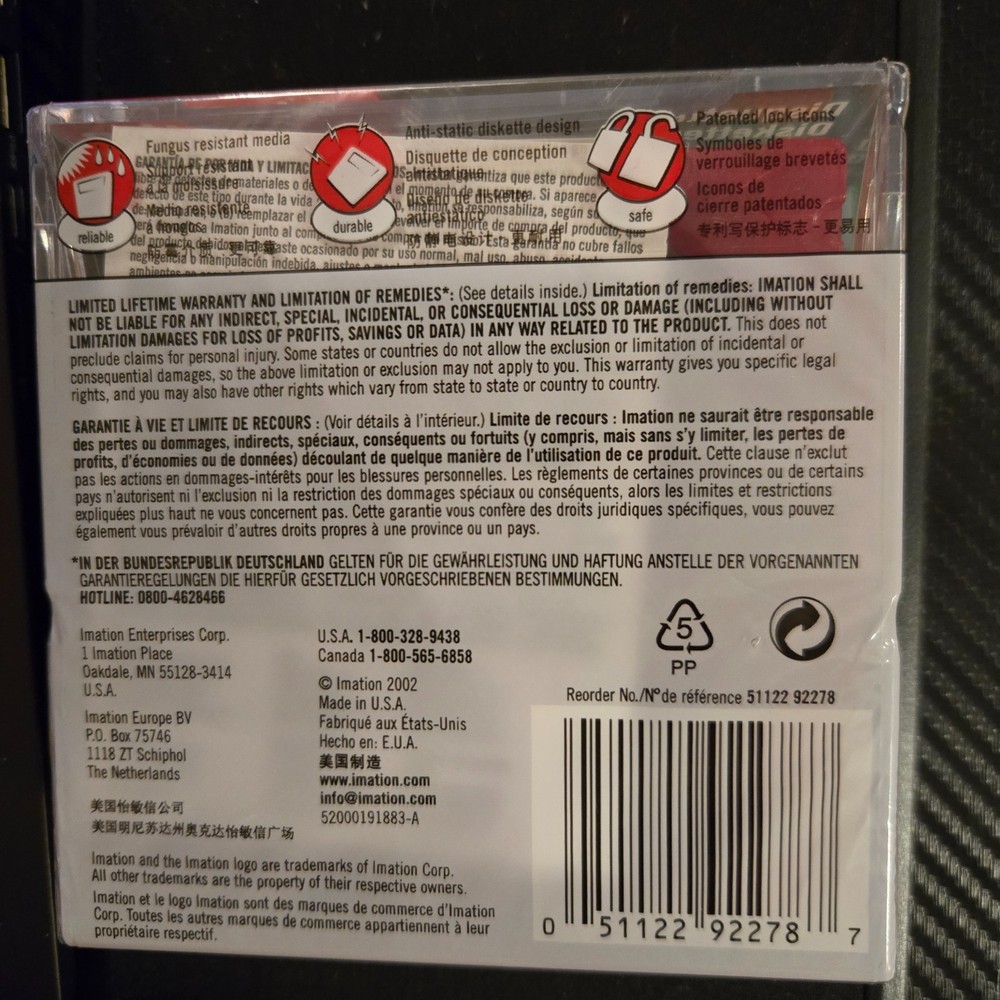 Imation Neon Diskettes 1.40MB MAC formatted 2HD/10 Pack