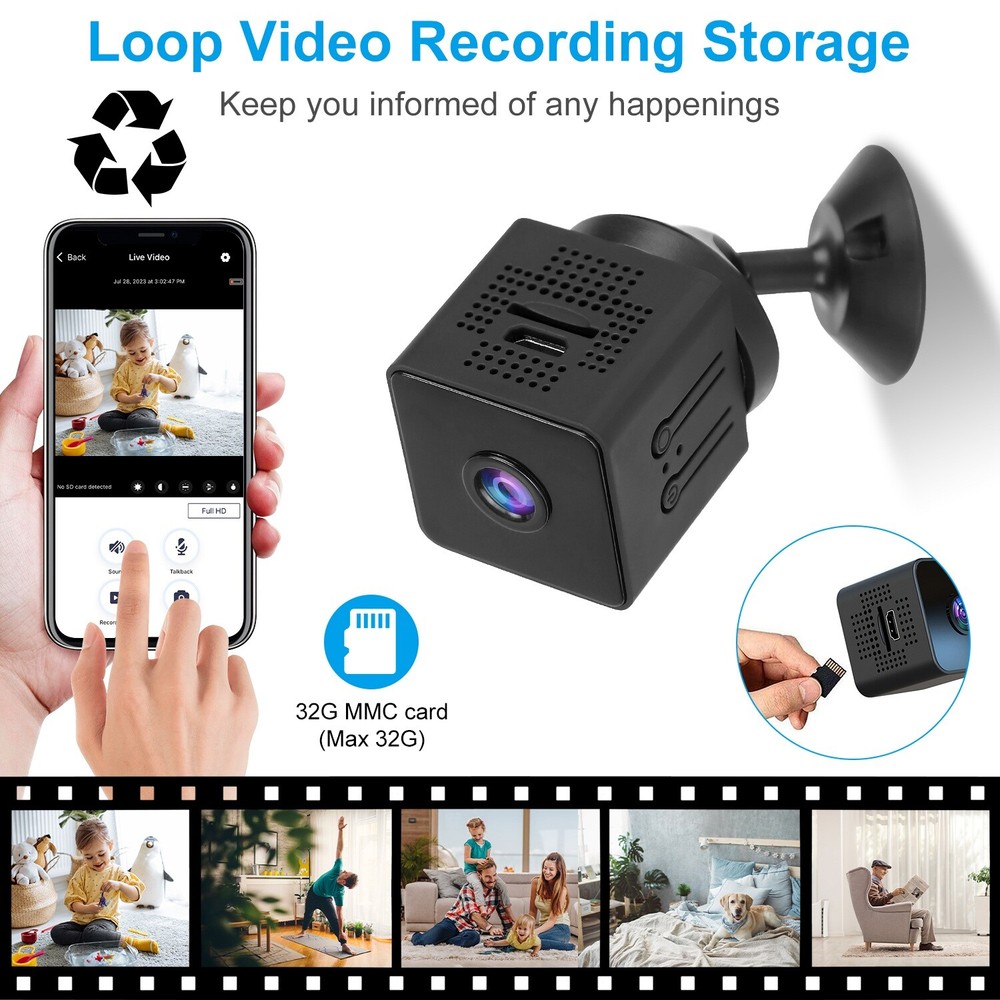 1080P 2.4G WiFi Mini Wireless Security Camera Home Security Camera Night Vision