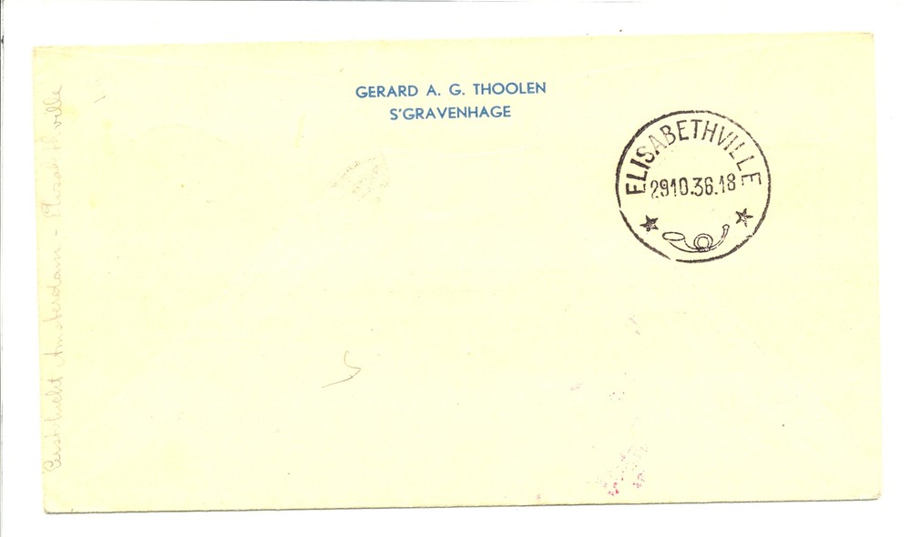 NETHERLANDS 1936-FFC BRUSSEL- BELG. CONGO + CERT,,,