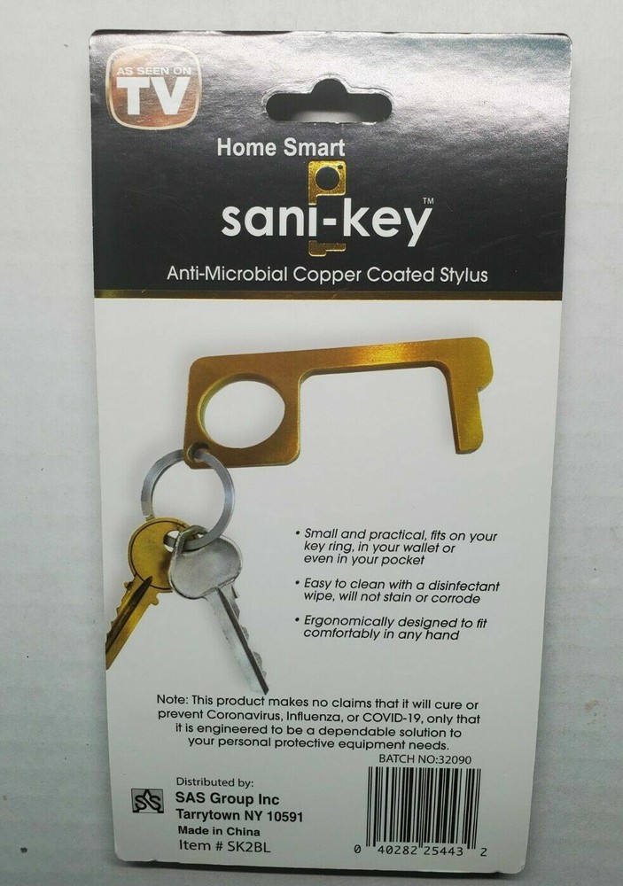 Sani Key 2pack Anti-Microbial Copper Coated Stylus Key Ring
