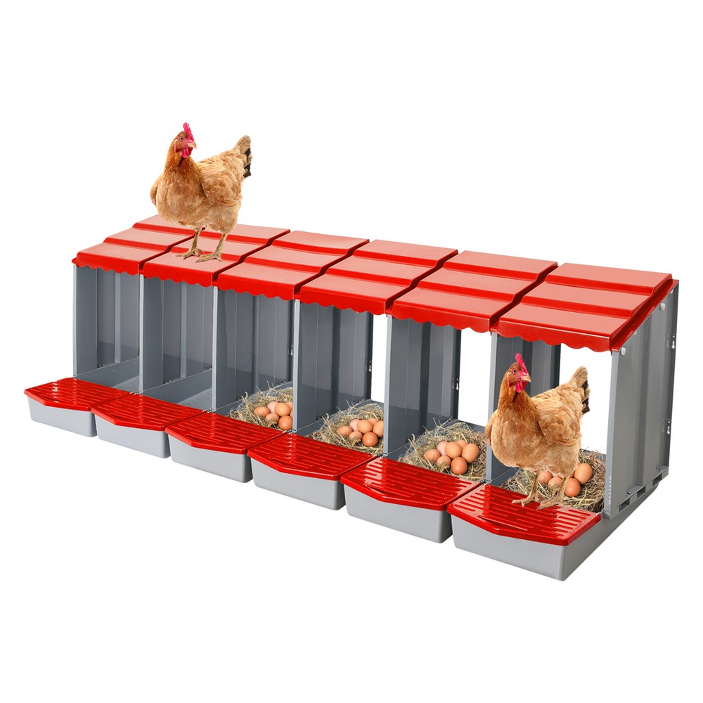 6-Compartment Chicken Nesting Box Chicken Laying Box Egg Collection 2 Mount Type