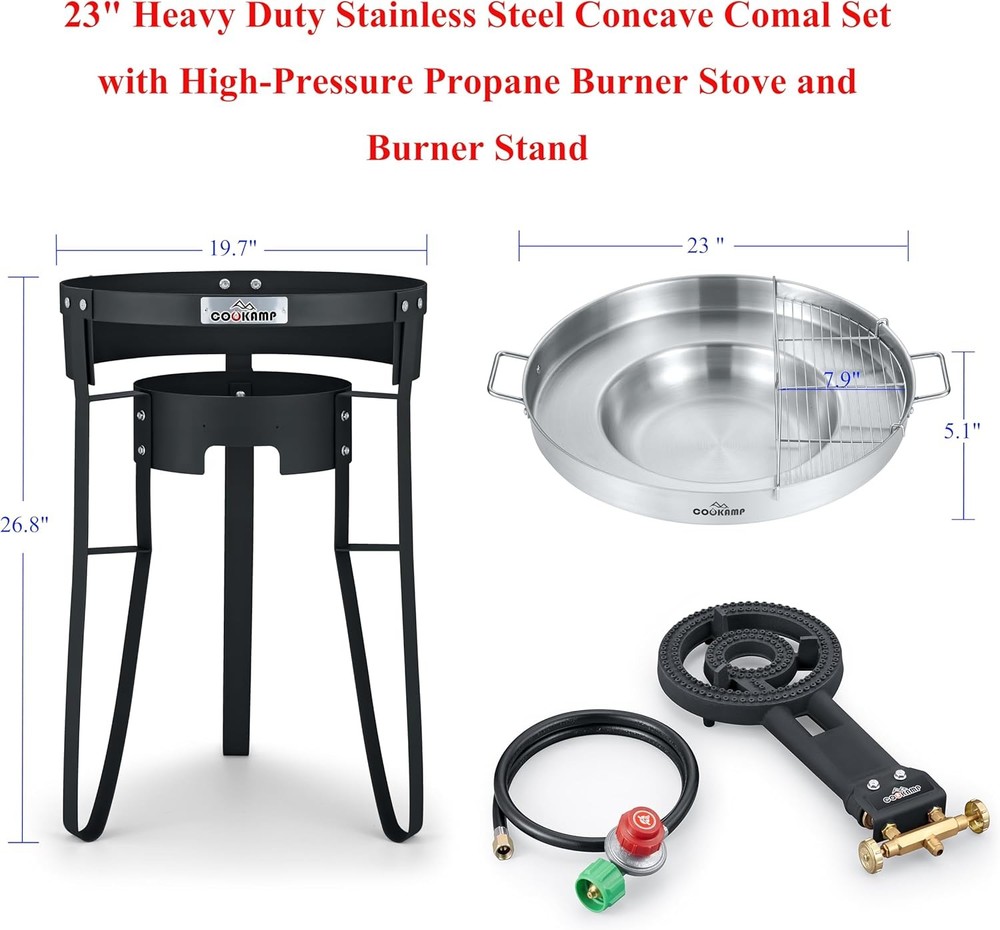 Propane Burner for Outdoor Cooking (Concave Comal Set)