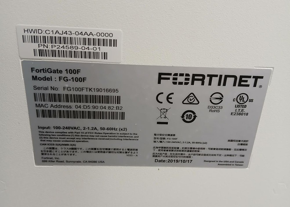 Fortinet FortiGate 100F Network Security Firewall - FG-100F