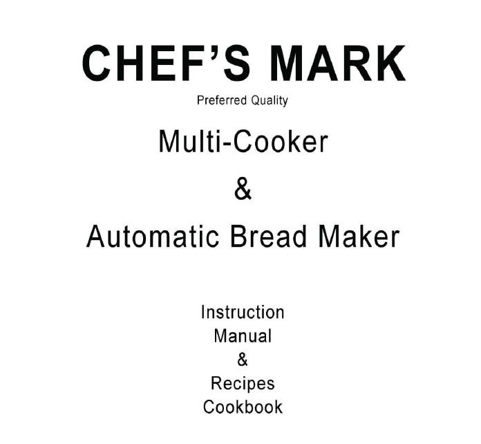 Chef's Mark Bread Machine Manual 136AE, B48M, B48MSS, BM654Y, YL435