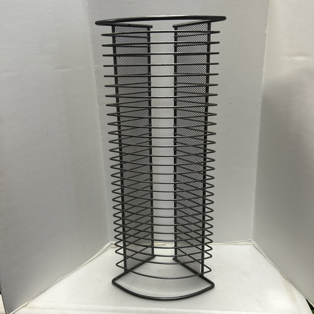 CD Storage Wire Rack 17" Holds 28 CDs Gray