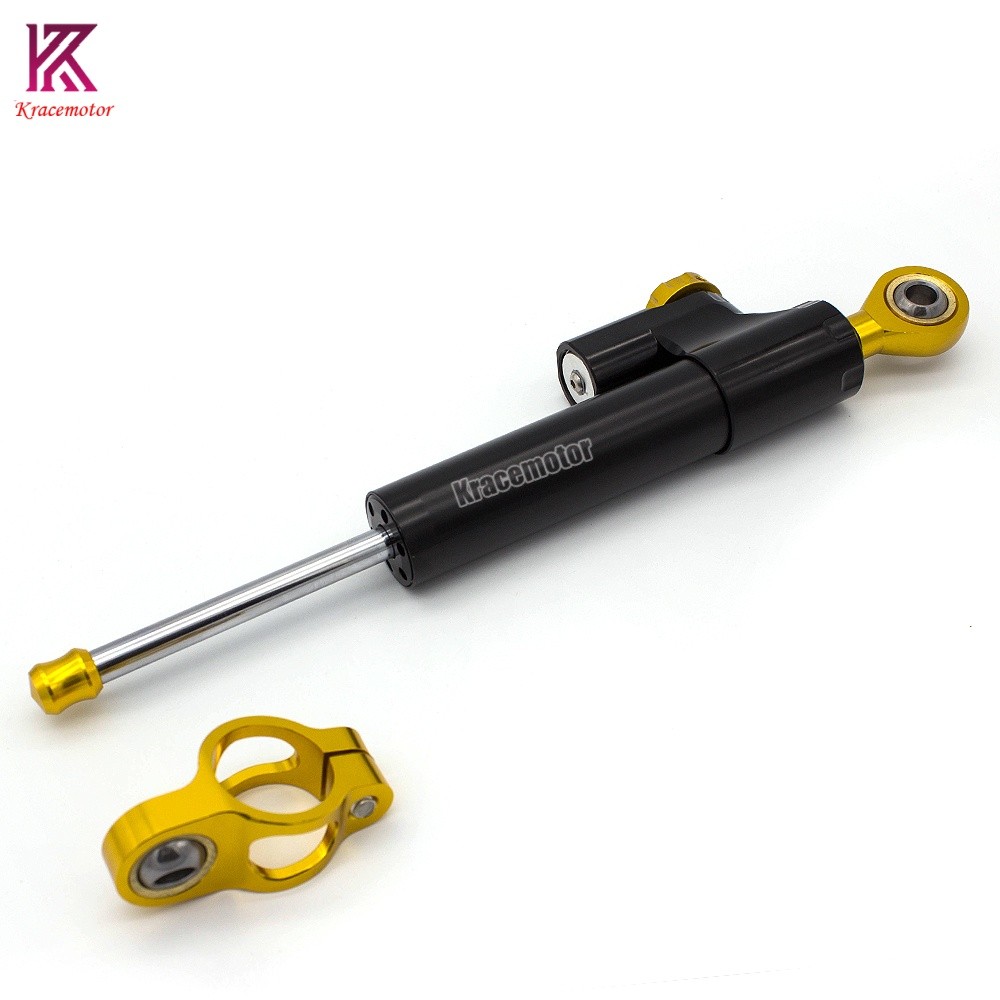 Motorcycle Universal CNC Adjustable Steering Damper Stabilizer Safety Black&Gold