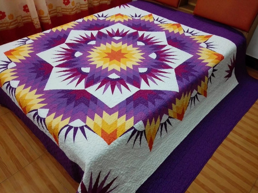 King size machine pieced and quilted Patchwork quilt#112