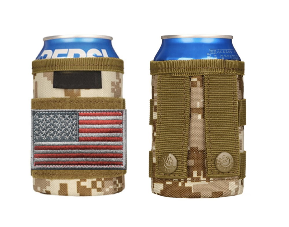 Tactical Beer Bottle Holder w/Flag Patch//Tactical Beverage Cooler//Molle Pouch