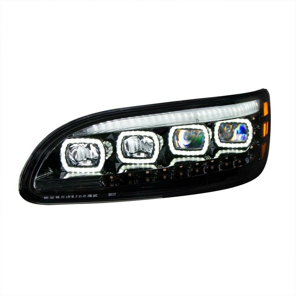 Peterbilt 386 Quad-LED Headlight Assembly Black Driver Side