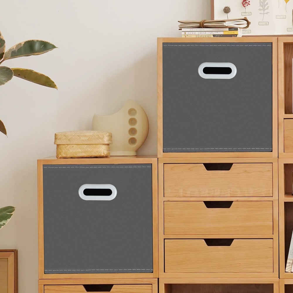 Yunkeeeper storage bins Cubes, Fabric Cube Organizer with 3 Pack, Gray