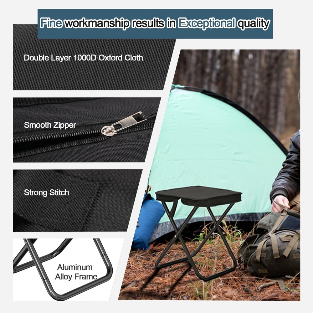 Camping Stool, Portable Folding Stool, Aluminum Ultralight Backpacking Stool ...