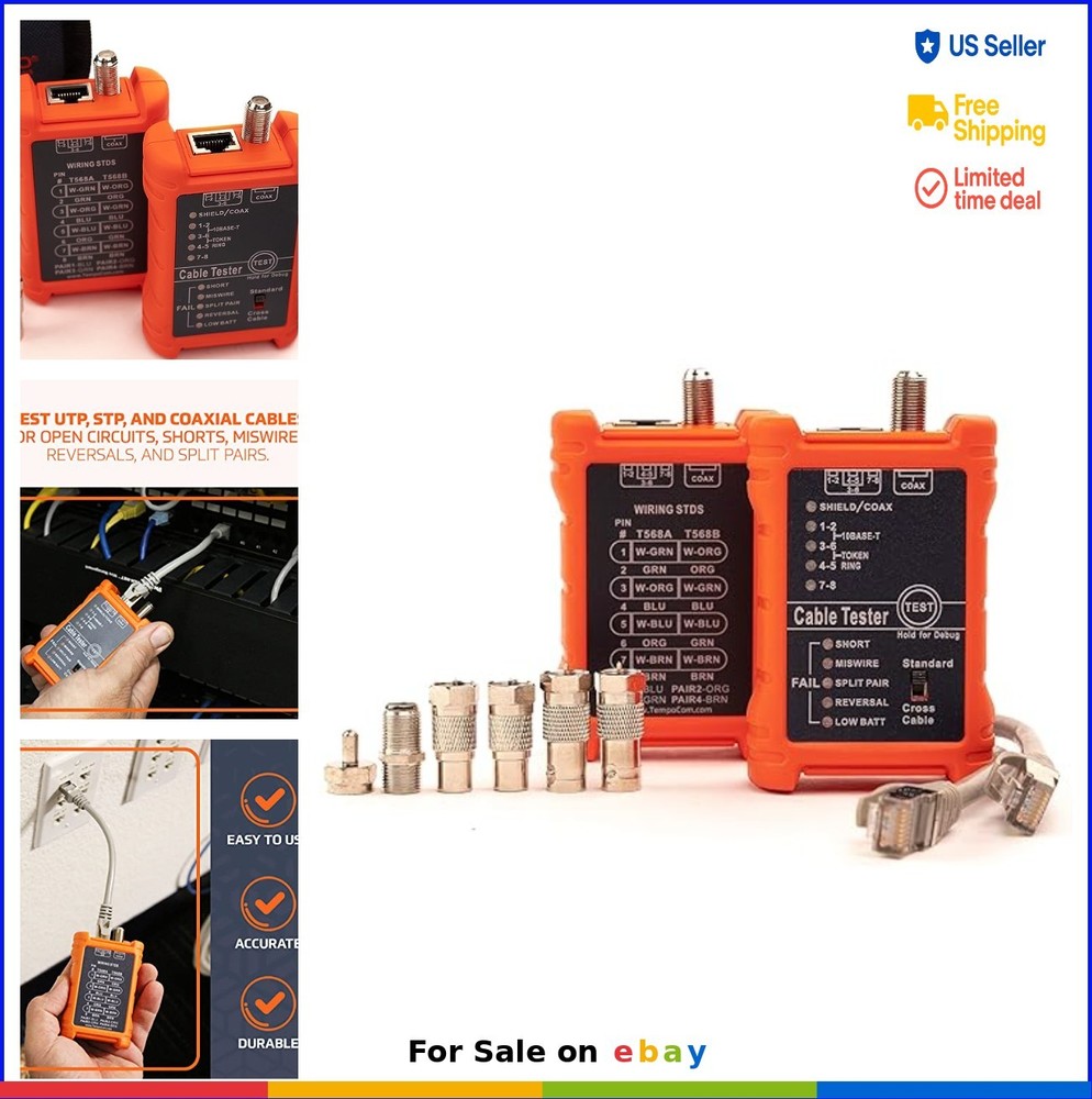 Network Cable Tester RJ45 Coaxial LAN AV Cable Continuity Tester Kit with Case