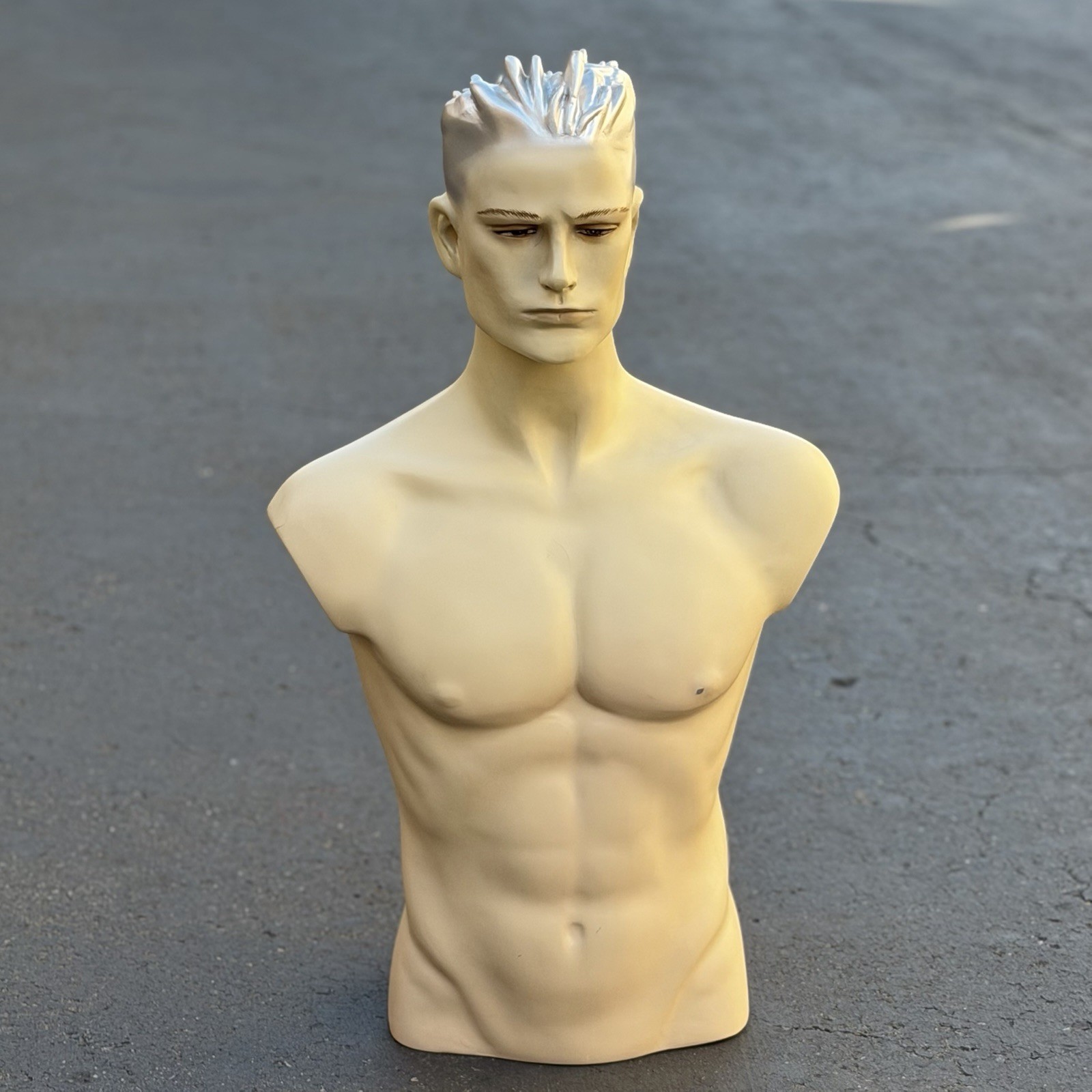 Lady Lulu Vintage Mannequin Torso Head Male Man Muscle Silver Spike Hair