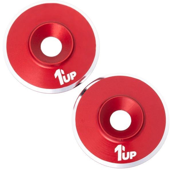 1UP Racing - 7075 LowPro Wing Washers, M3, Red Shine, 2pcs