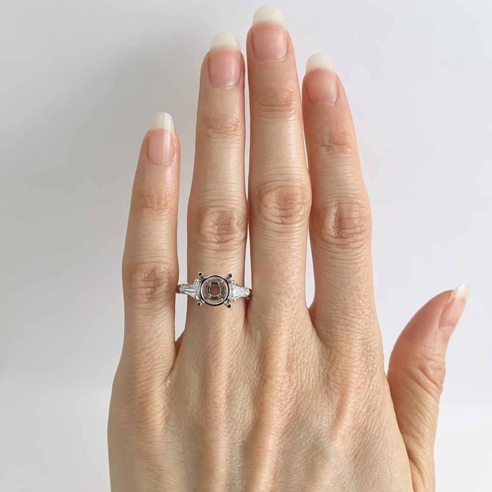 Shield Diamond Engagement Ring Setting Mounting 14K White Gold .75 CTW