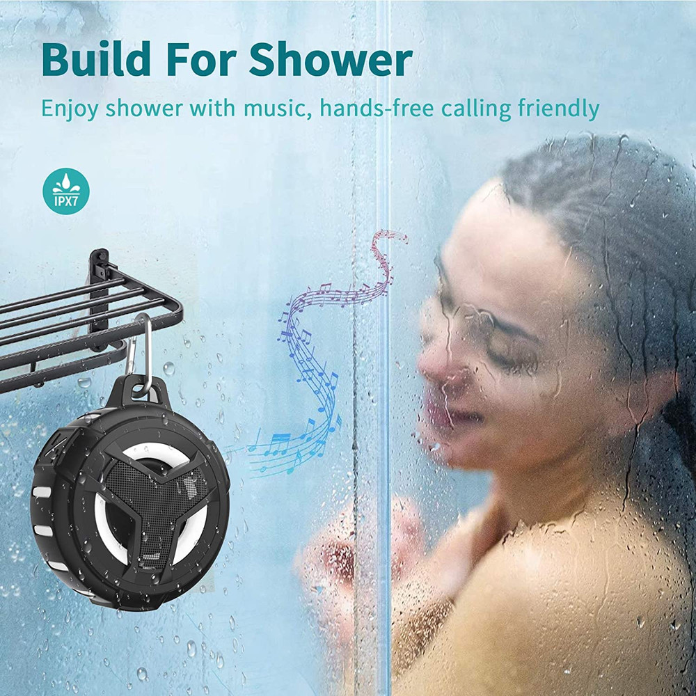 Bluetooth Shower Speaker Portable Bluetooth Speakers with LED Light