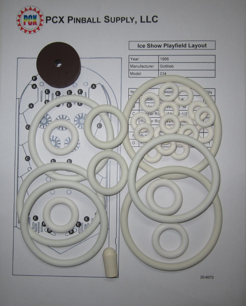 1966 Gottlieb Ice Show Pinball Machine Rubber Ring Kit