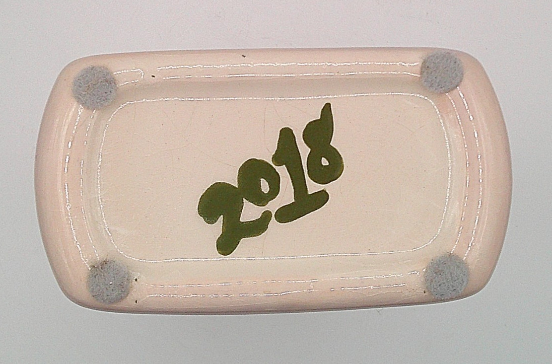 Pale Blush Pink Hand Painted Ceramic Bottle Vase w/Green Stylized Dandelions