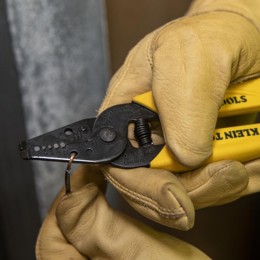 Klein Tools 11048 Dual Wire Stripper Cutter for Solid Wire, Small, Yellow