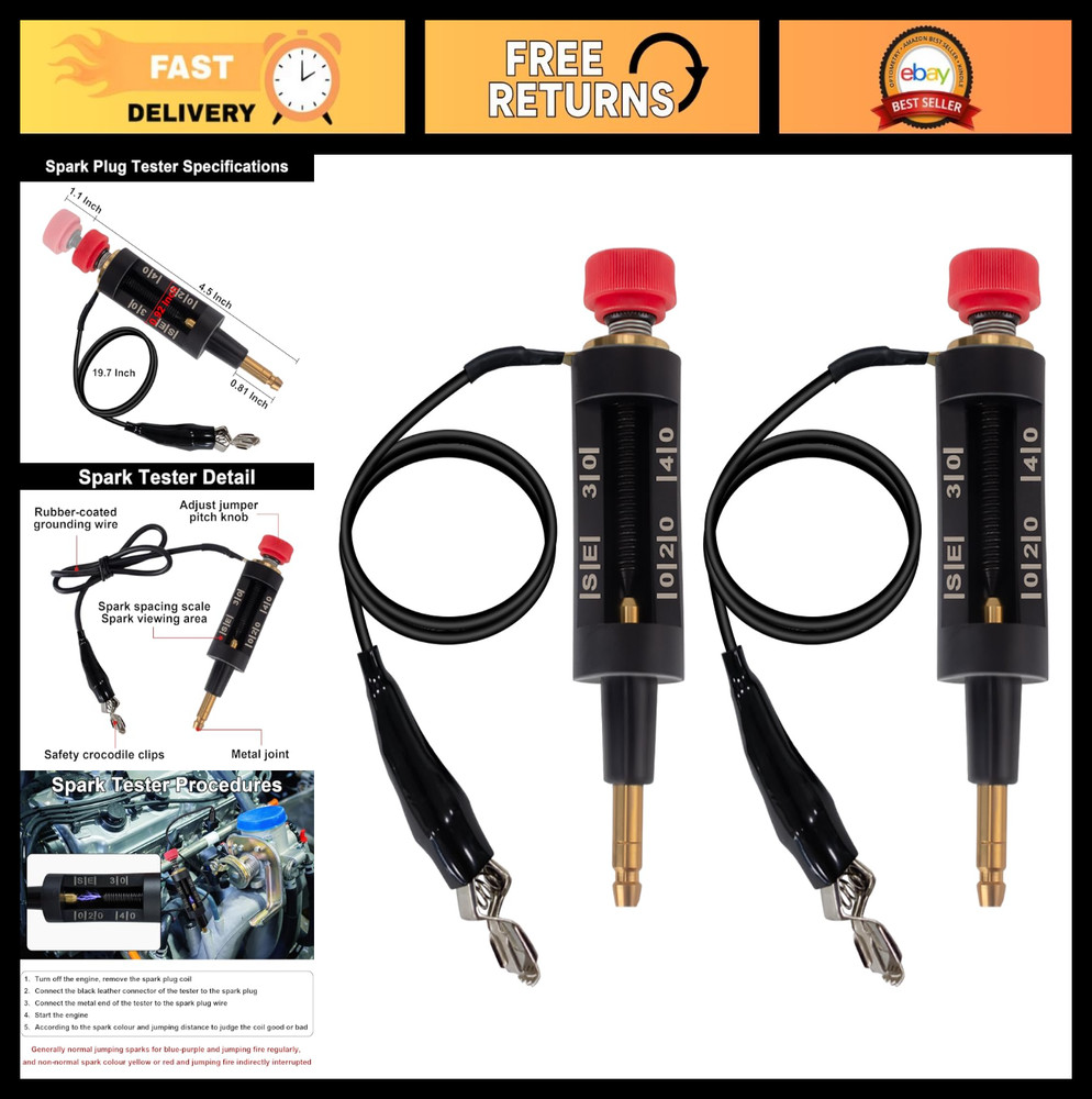 2 PCS Adjustable Spark Plug Tester & Ignition Coil Checker, Auto Diagnostic Tool