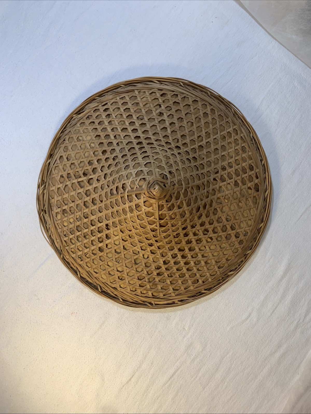 Conical Straw Hat Vtg Asian Chinese Handmade Sun Gardening Rice Coolie 18" Large