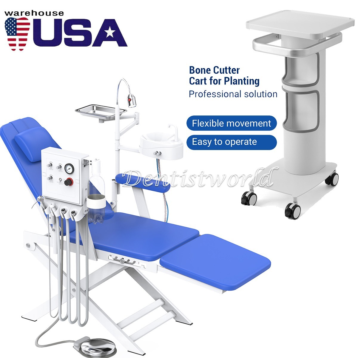 Dental Multi-Function Trolley Cart Bone Cutter Cart for Planting /Folding Chair
