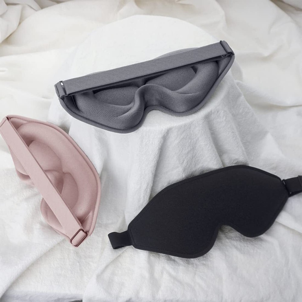 3D Contoured Sleep Mask with Adjustable Strap for Complete Light Blocking