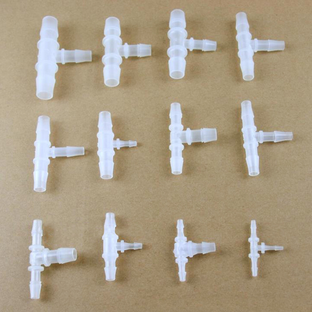 2-20mm T Piece 3 Way Plastic Joiner Barbed Reducer Connector Pipe Hose Water