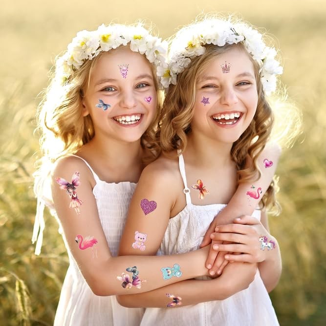 Tattoos for Kids, 350+ Mixed Styles (37 Sheets) Temporary Multicolor