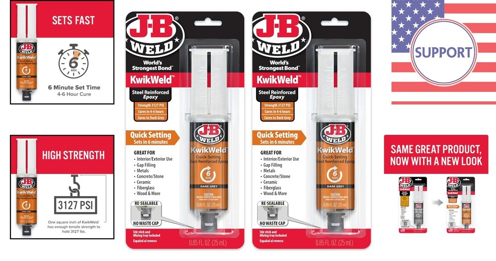 KwikWeld Fast Setting Epoxy - 2 Pack, 25ml Waterproof Adhesive for All Surfaces