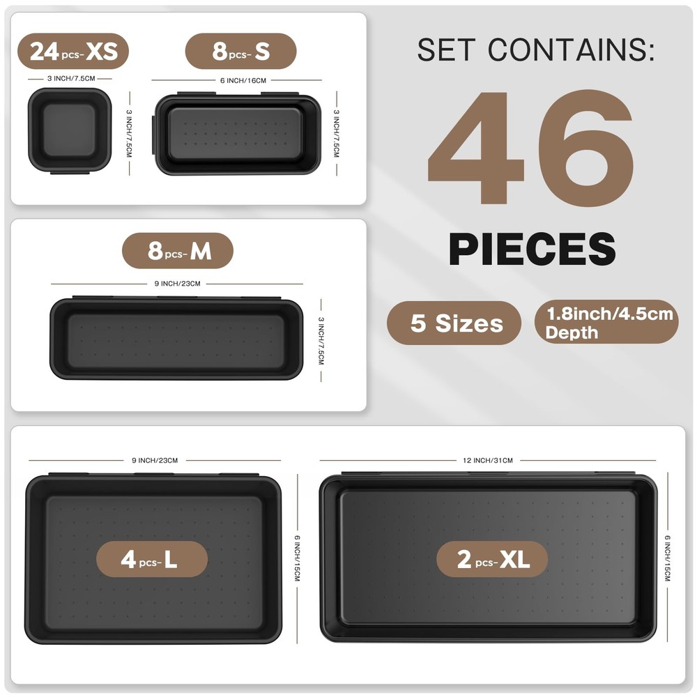 5 Size Tool Box Organizer Tray Divider Set