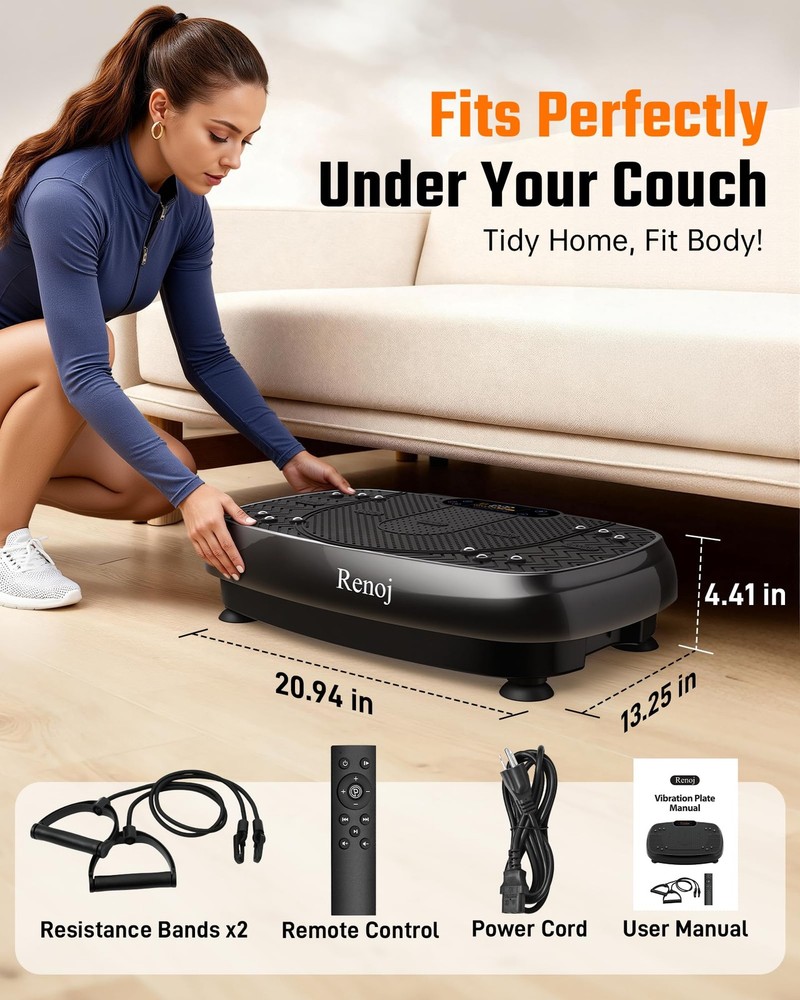Vibration Plate Exercise Machine, 450Lbs Capacity Full Body Workout Platform,...