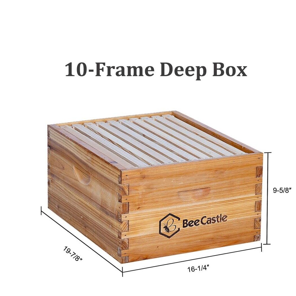 10-Frame Complete Beehive Kit Beeswax Coated Includes Frames and Foundation