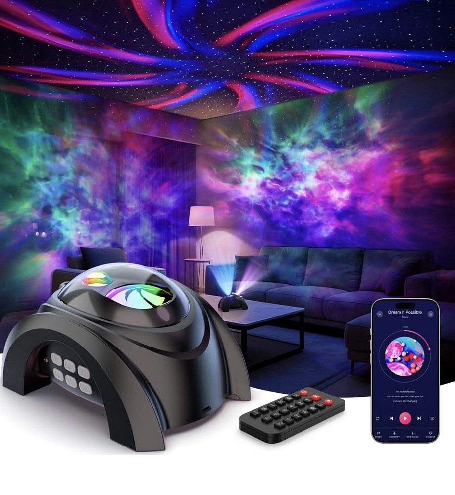 Dual Lens Galaxy Projector With Bluetooth Speakers (Space Black)