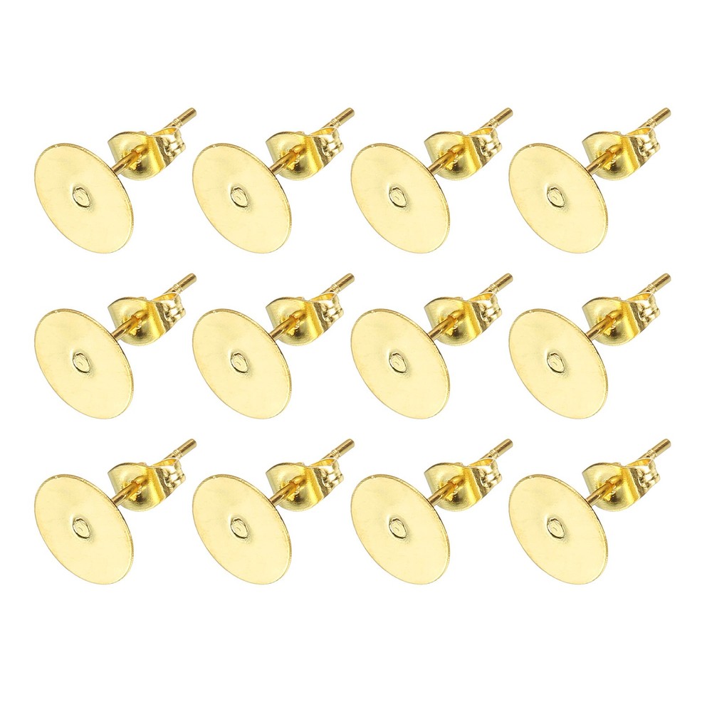 20Pcs Stud Earring Posts, 8mm Ear Pin with Butterfly Earring Backs, Gold