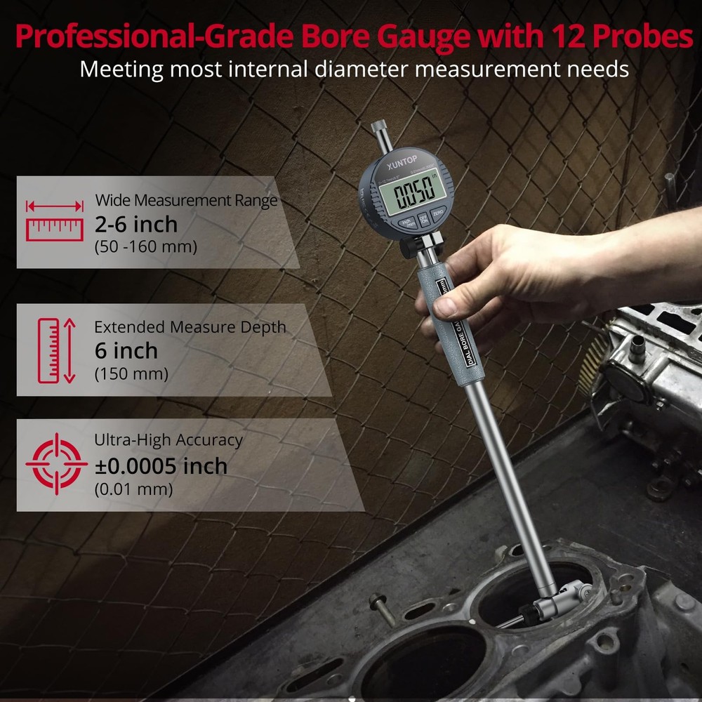 XUNTOP Precision Measurement Bundle: Digital Dial Test Indicator & Bore...