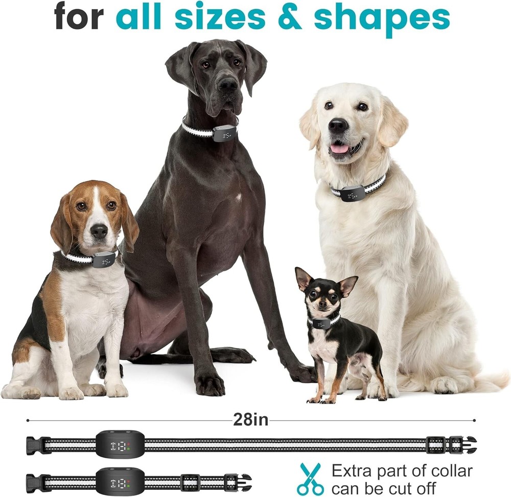 Comfortable Dog Bark Collar with Beep, Vibration & Optional Shock – All Sizes