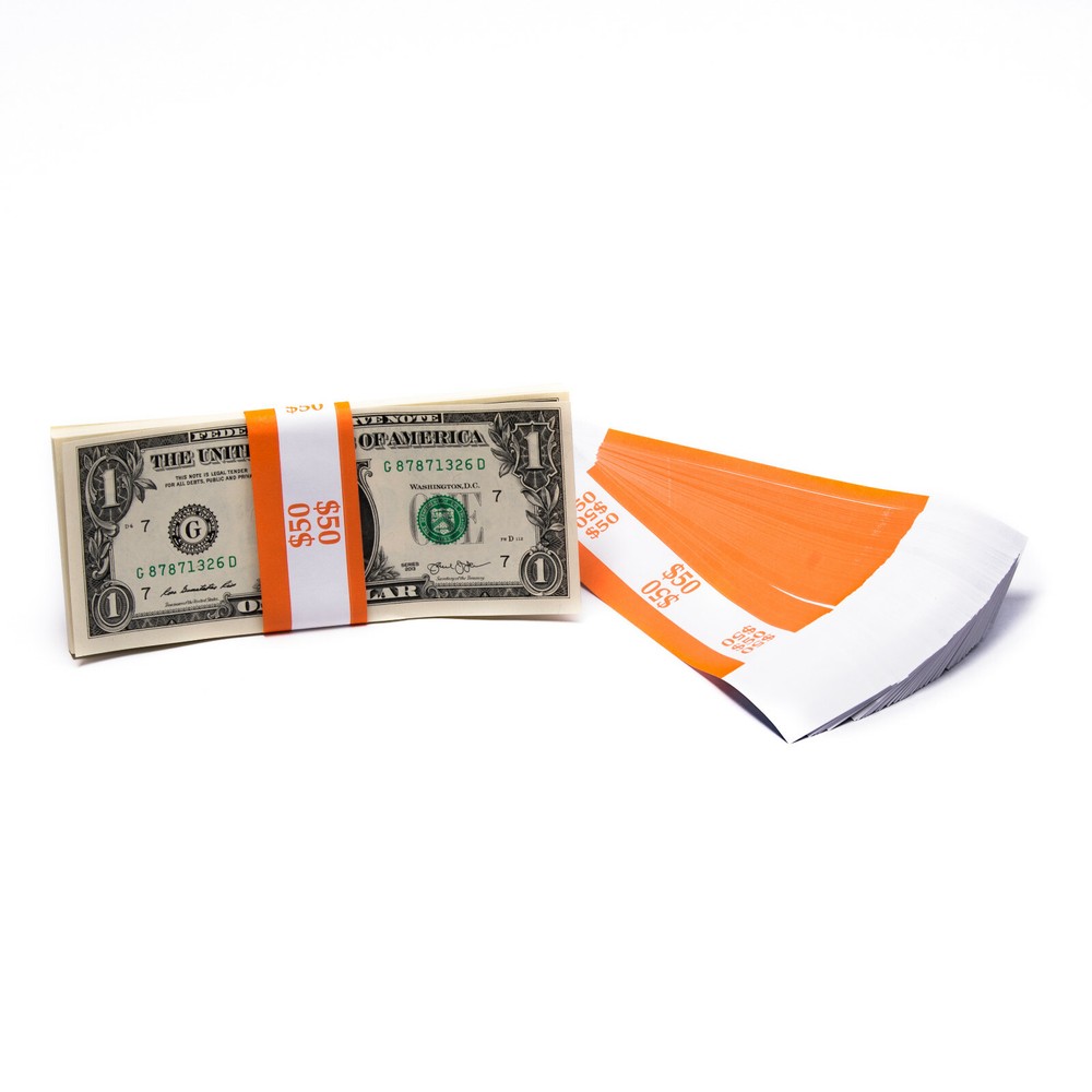 1,000 Self Sealing Currency Bands- $50 Denomination